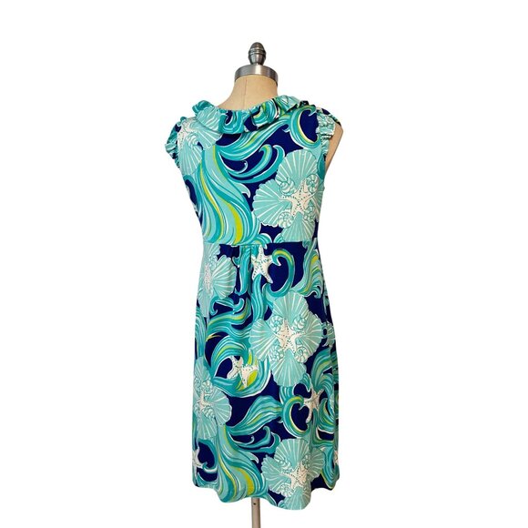 Lilly Pulitzer Claire Dress Sea-Inspired Print Ruffled V-Neck Medium - Picture 4 of 6